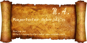 Mayerhofer Adorján névjegykártya